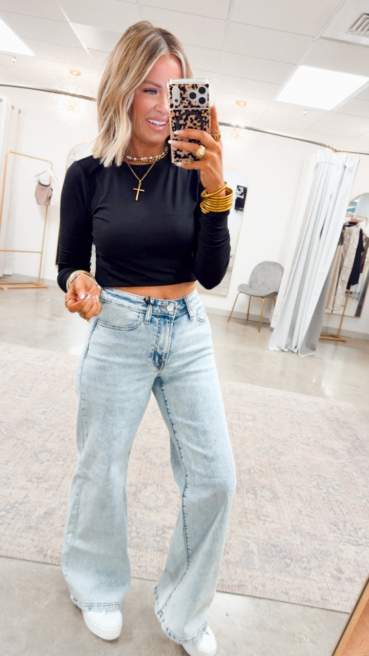 Laken Round Neck Top-Black