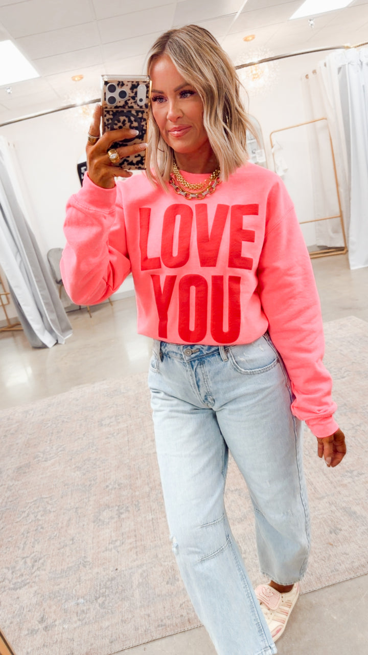 Pink Love You Puff Sweatshirt