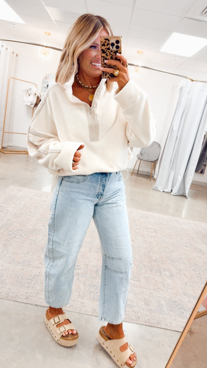 Demi Half-Zip Pullover Jacket-Ivory