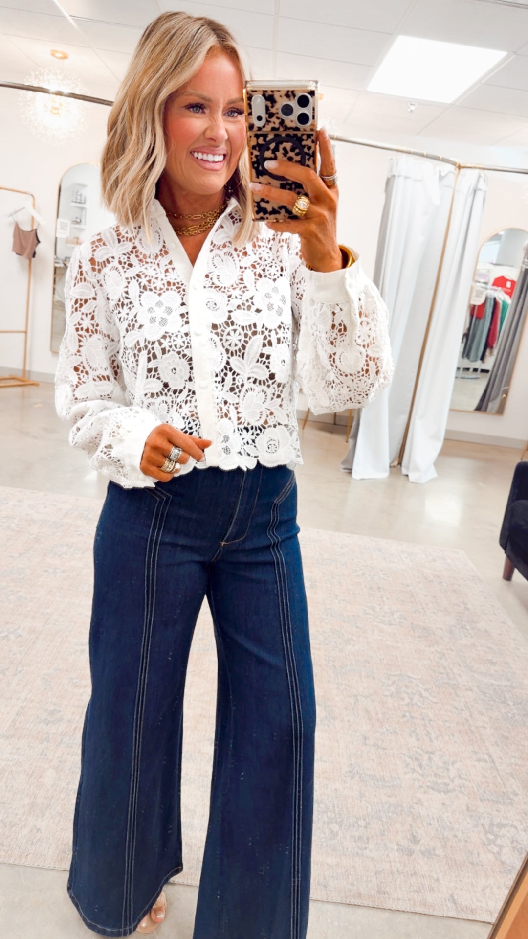 Simone Lace Button Up Top