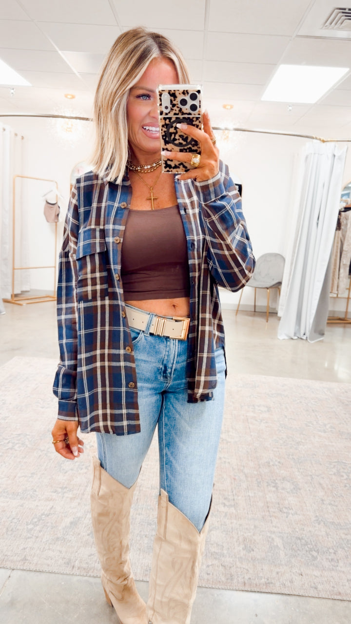 Bristol Plaid Flannel-Navy