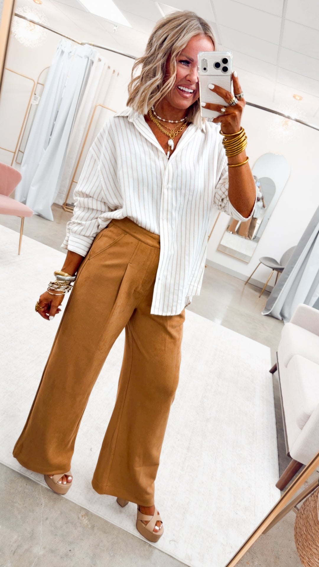 The Estella Suede Pants-Latte
