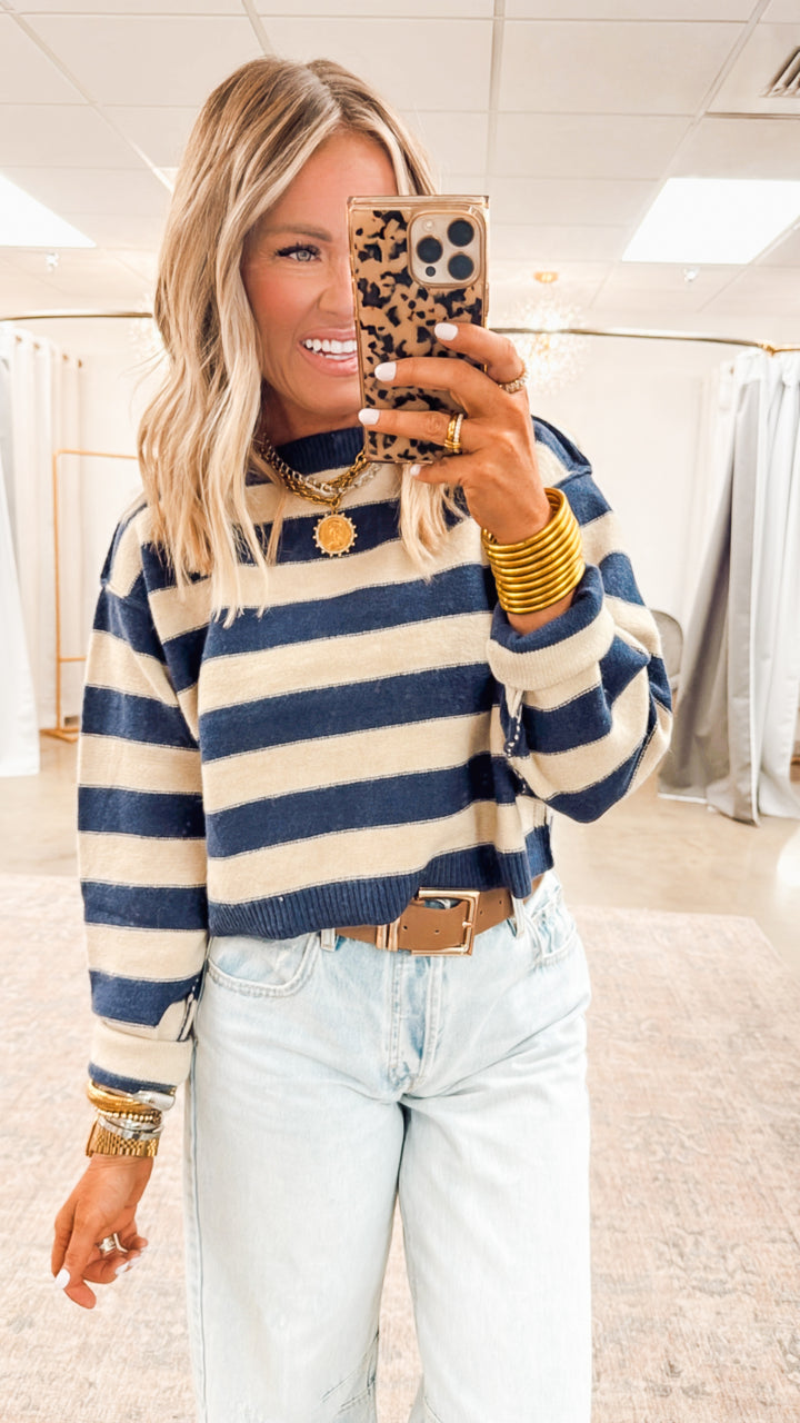 Langston Cropped Sweater-Denim