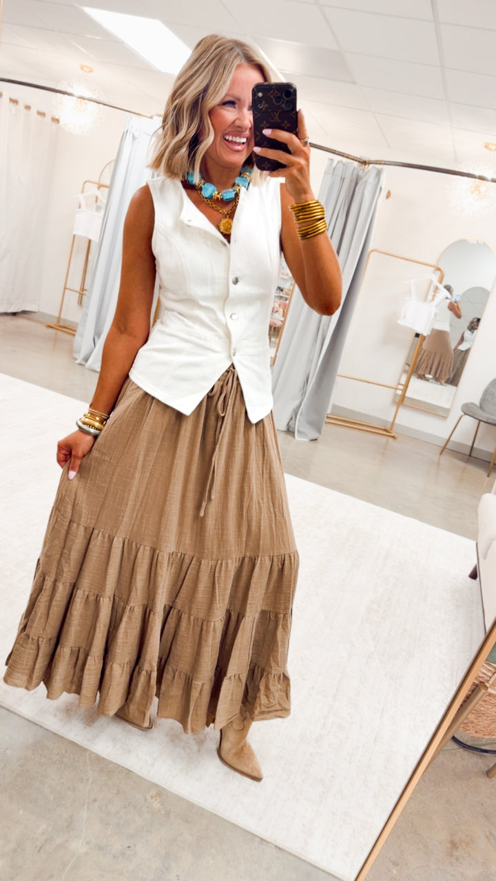 The Lace-Up Maxi Skirt-Rattan