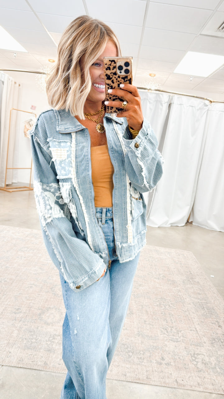 Striped Denim Twill Jacket