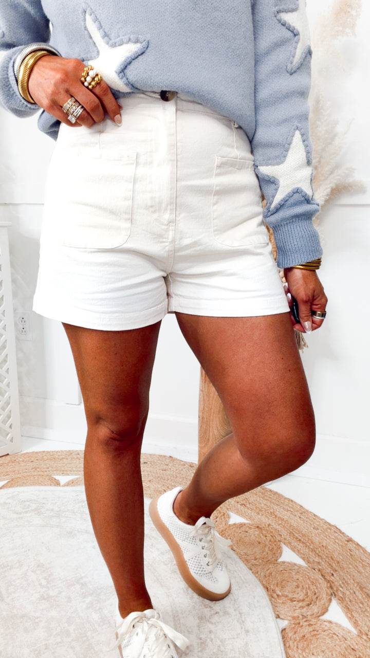 Sophie Classic Shorts-Ecru