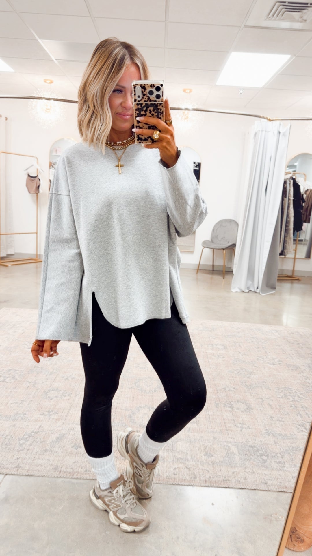 Grey Relaxed Side Slit Top