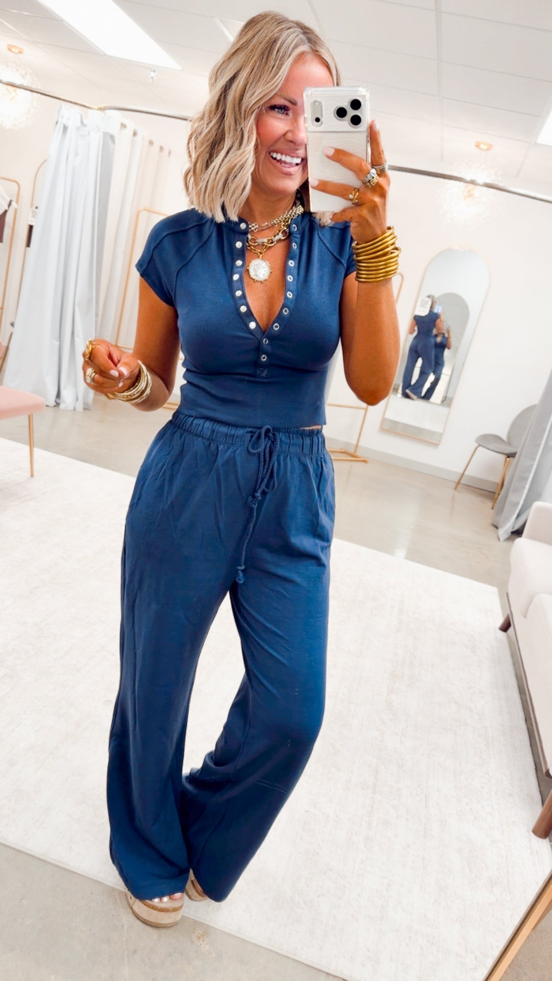 Evie Raglan Top & Pant Set-Navy