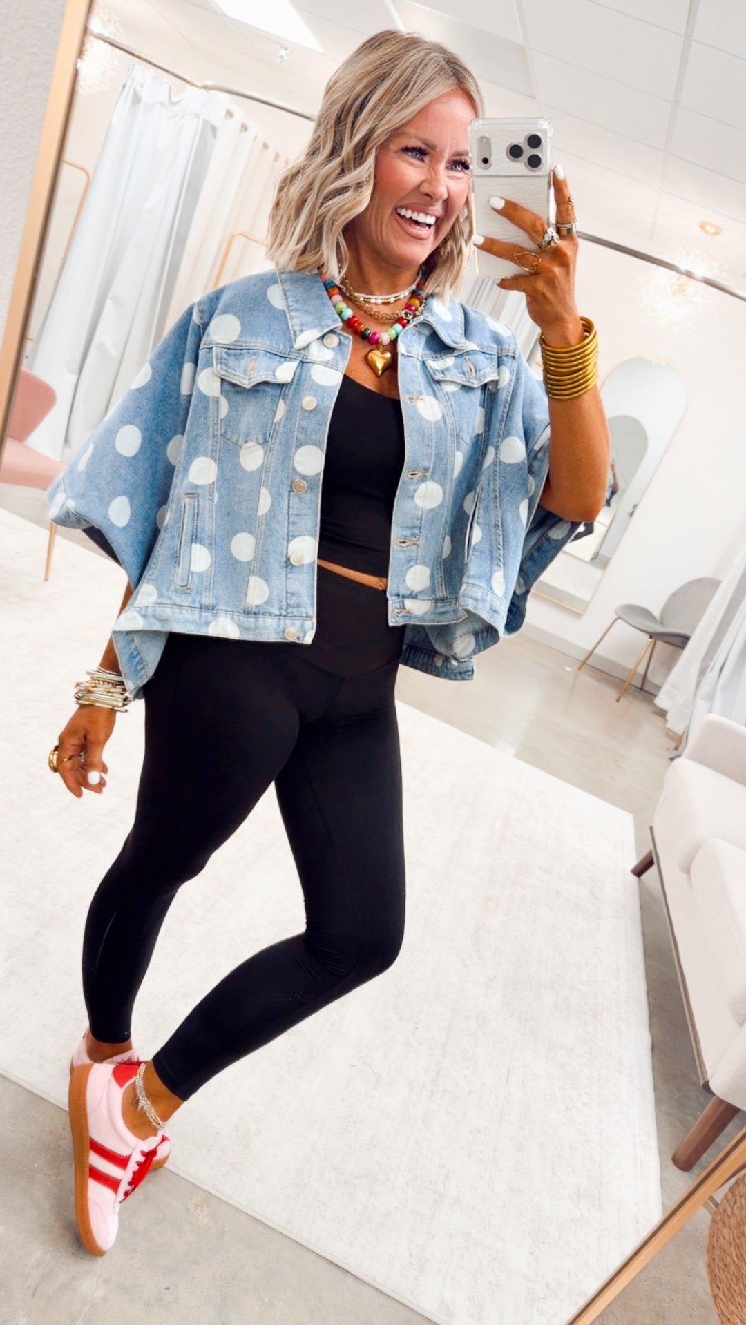 The Dottie Denim Cape Jacket