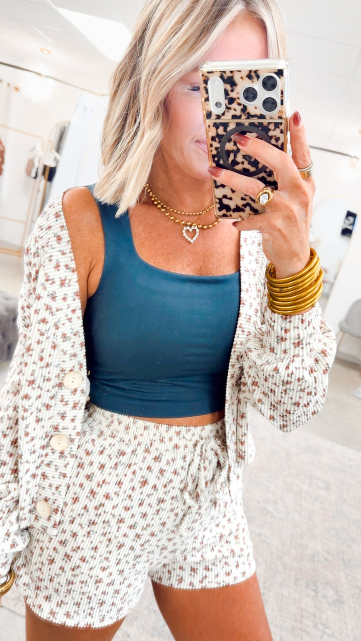 Elle Square Neck Tank-Forest Night