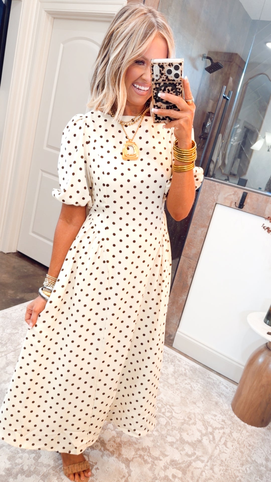 Classic Polka Dot Midi Dress