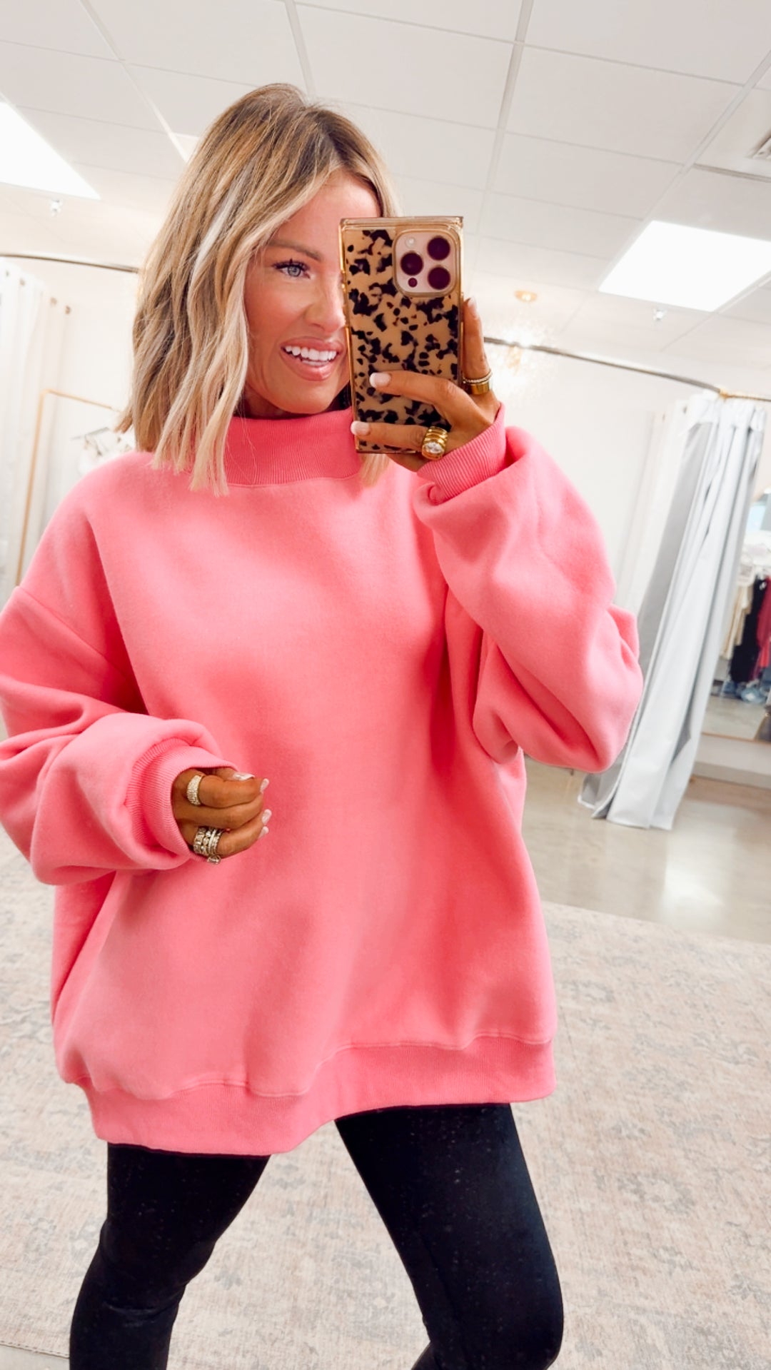 Pink Reversible Mock Neck Sweatshirt