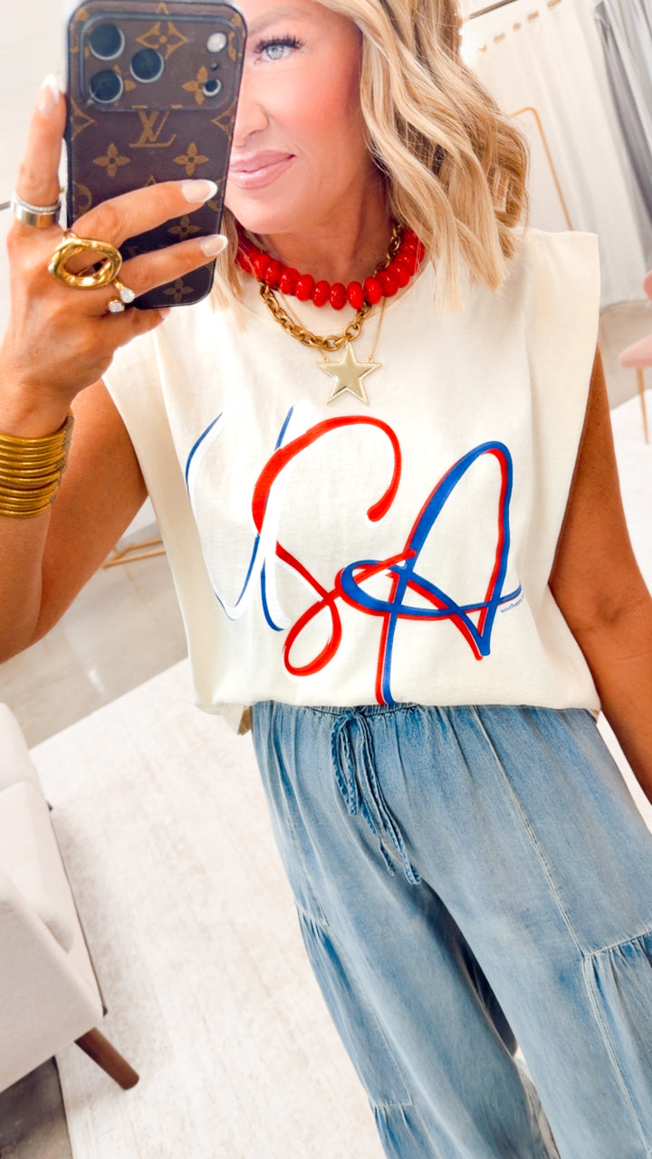 USA Muscle Tank-Ivory