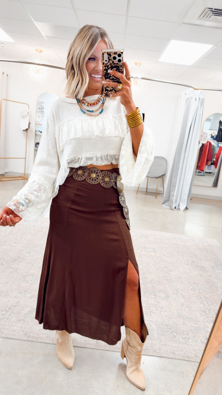 The Marlow Midi Skirt-Brown
