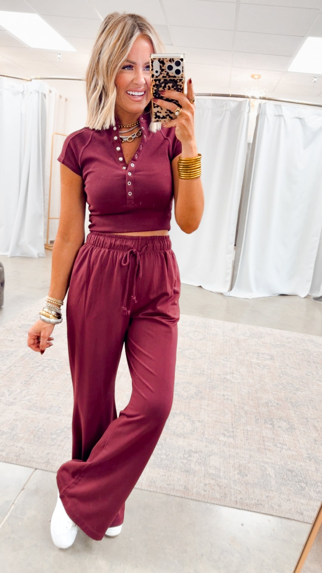 Evie Raglan Top & Pant Set-Wine