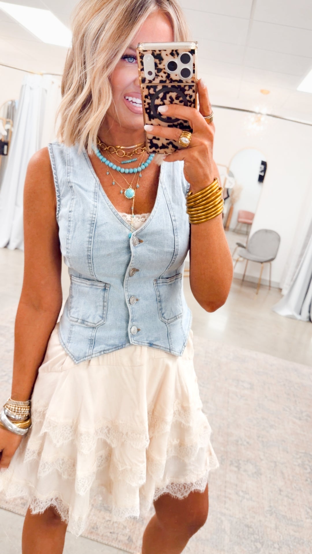 chiffon and scallop lace mini dress Scallop Lace Slip Mini Dress-Cream