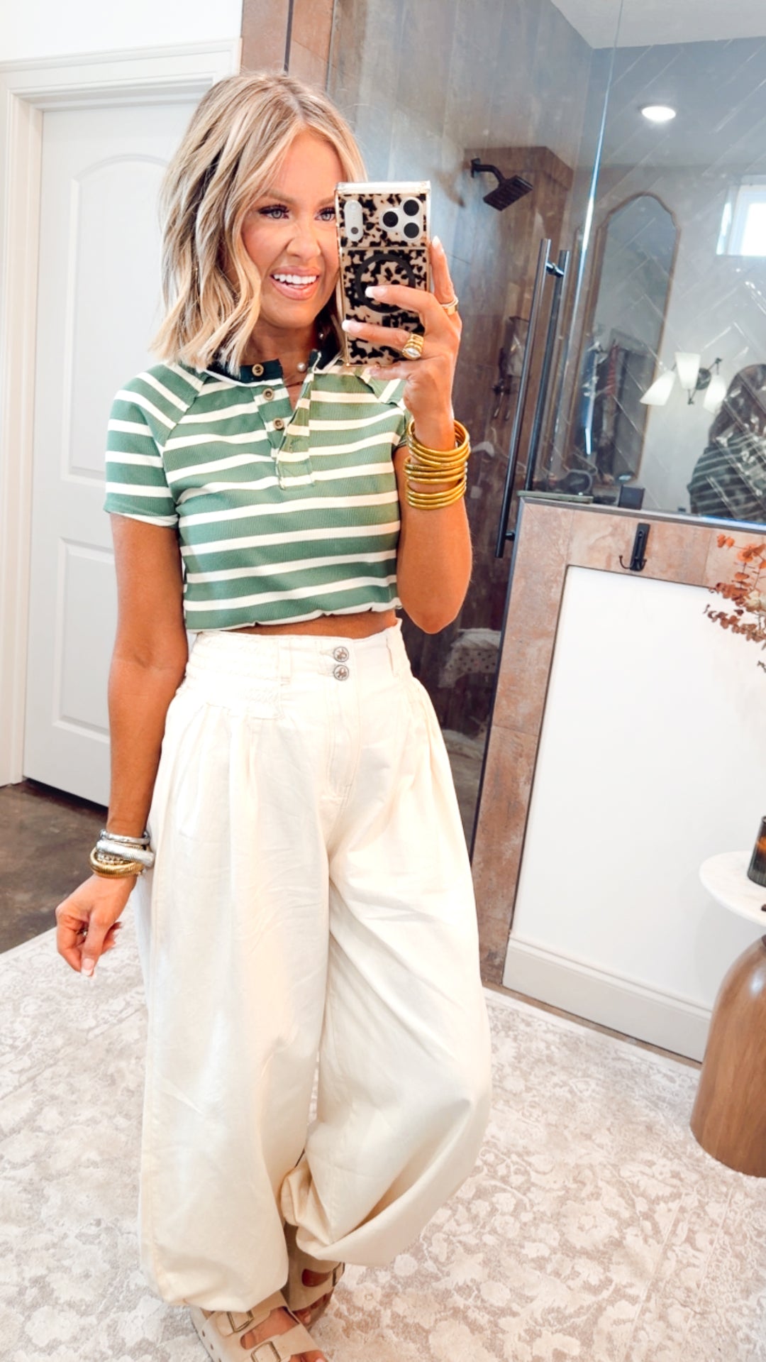 Sage Stripe Top