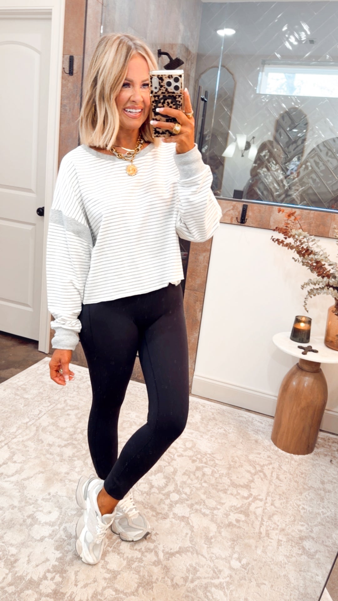 Striped Cutout Back Sweatshirt