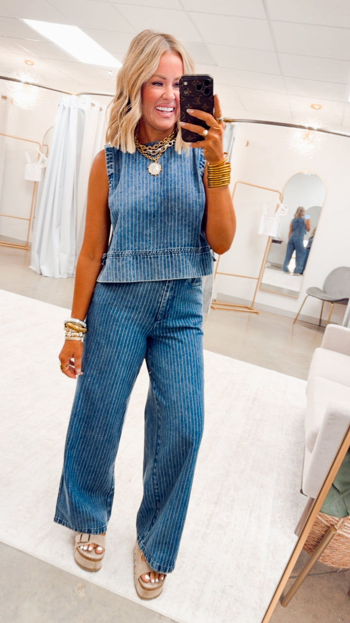 The Bayside Stripe Denim Set