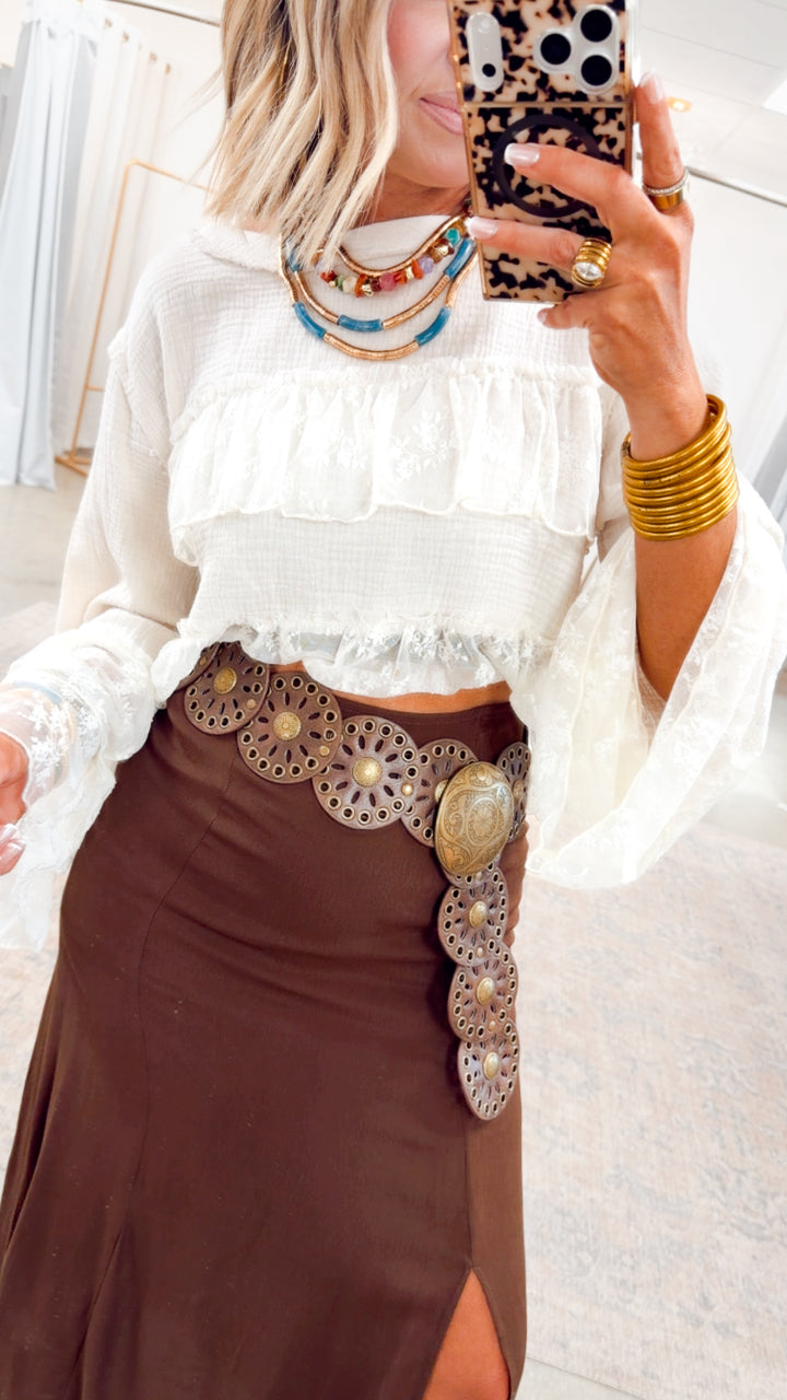 The Wild Sage Mandala Belt- Dark Brown
