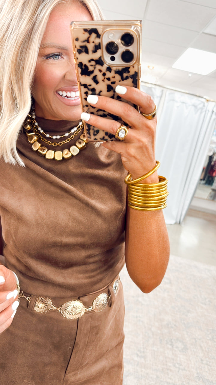 Terra Suede Mock Neck