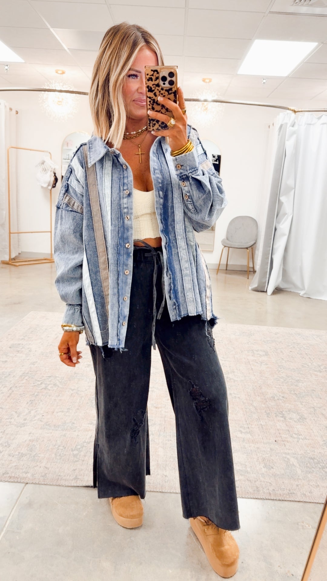 Denim Patchwork Shacket