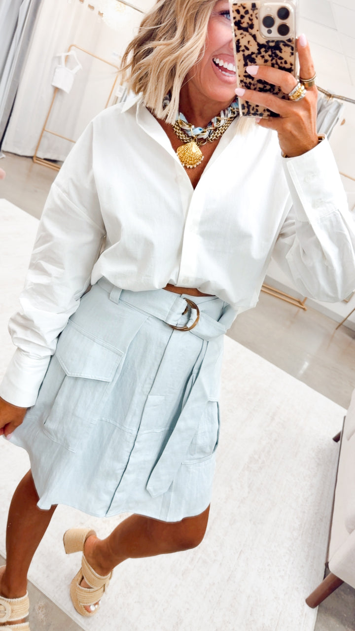 The Berkeley Cargo Skirt-Blue Breeze