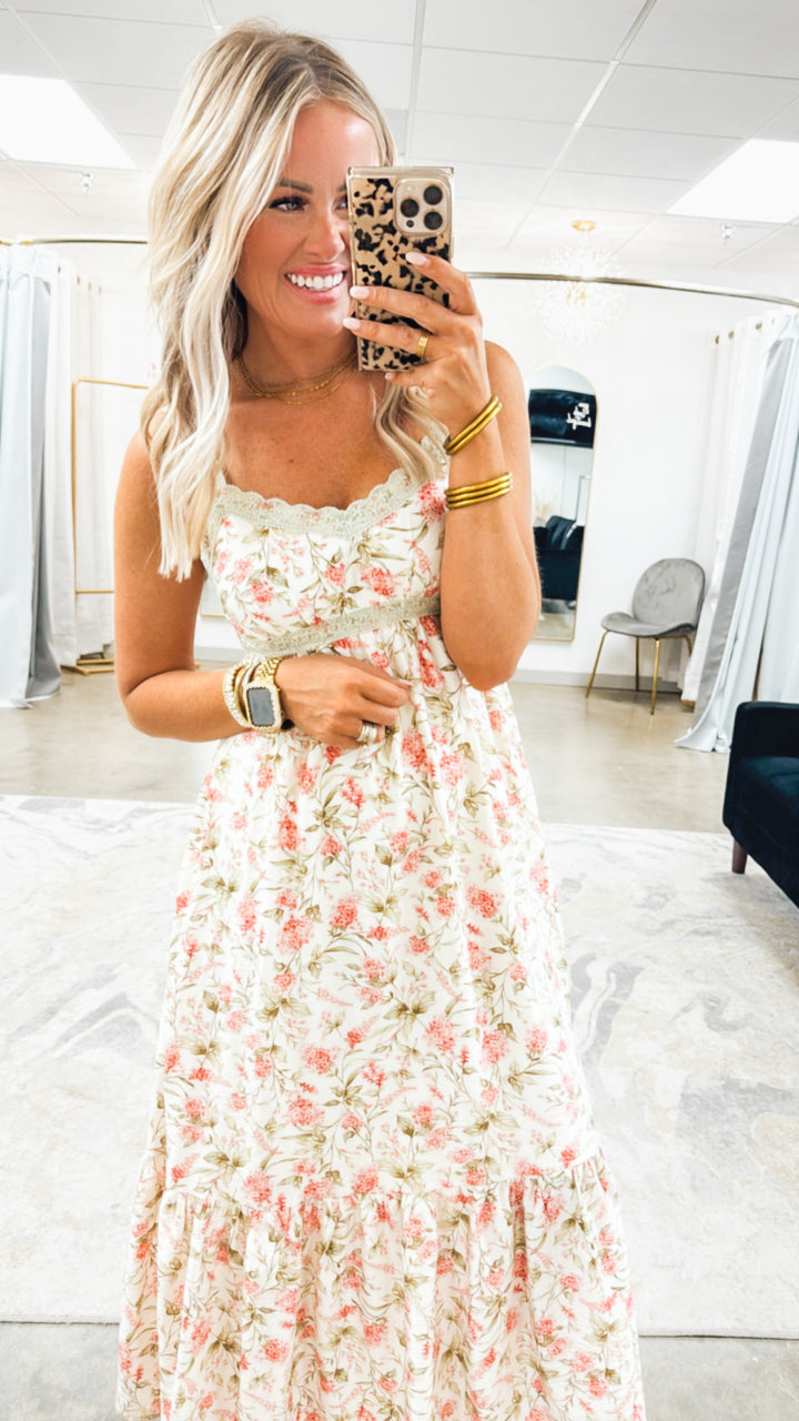 Giselle Lace Trim Midi Dress