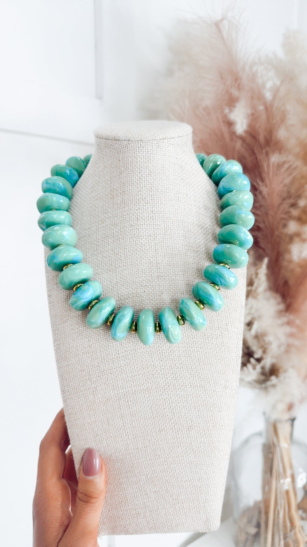 The Randi Chunky Beaded Necklace-Turquoise