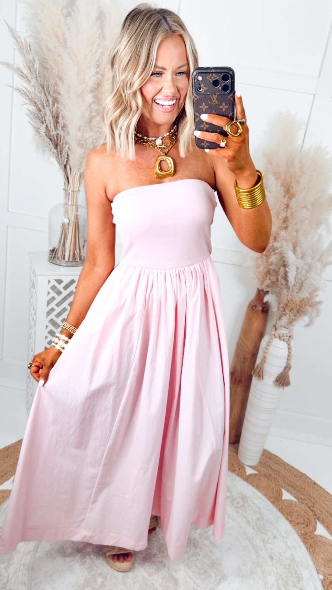 The Tidal Breeze Midi Dress-Soft Pink
