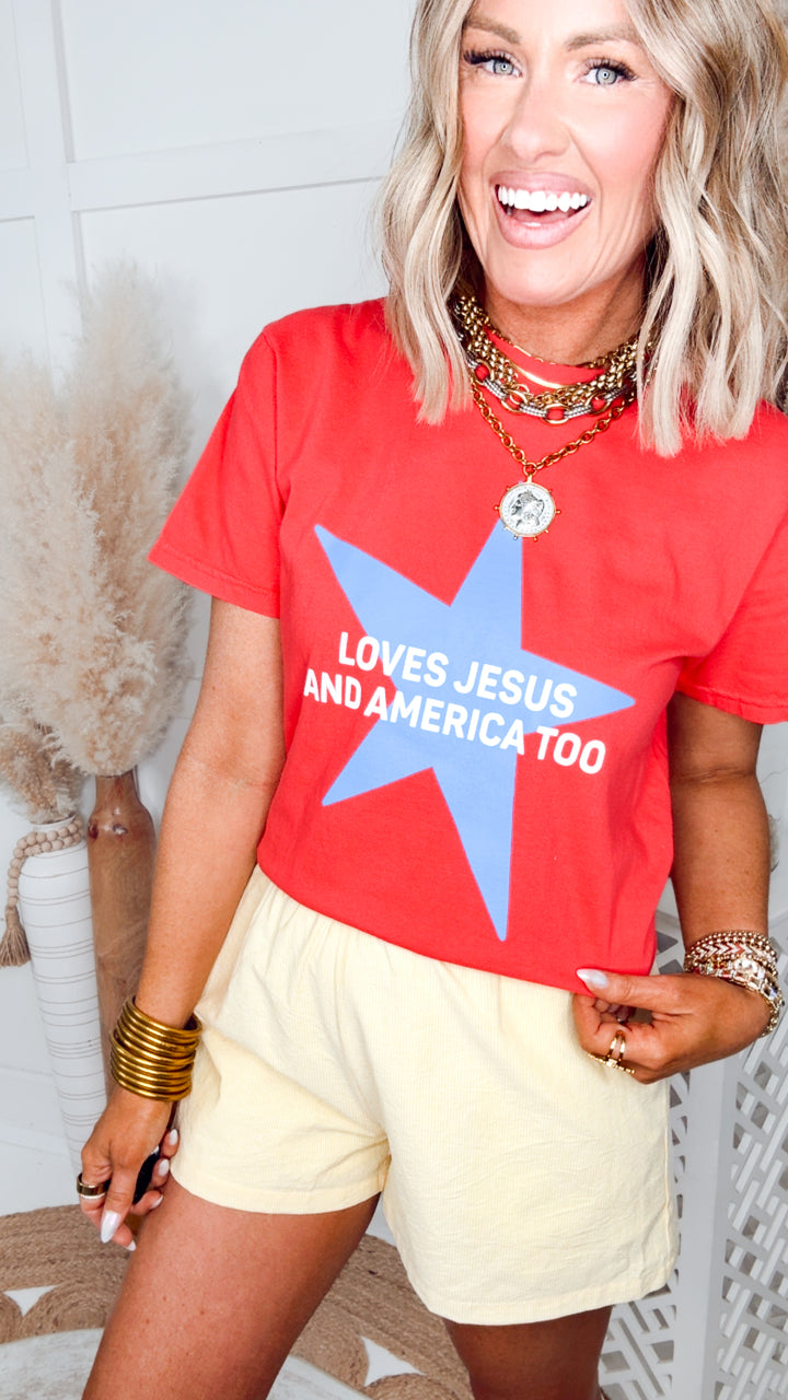 Loves Jesus & America Too Tee