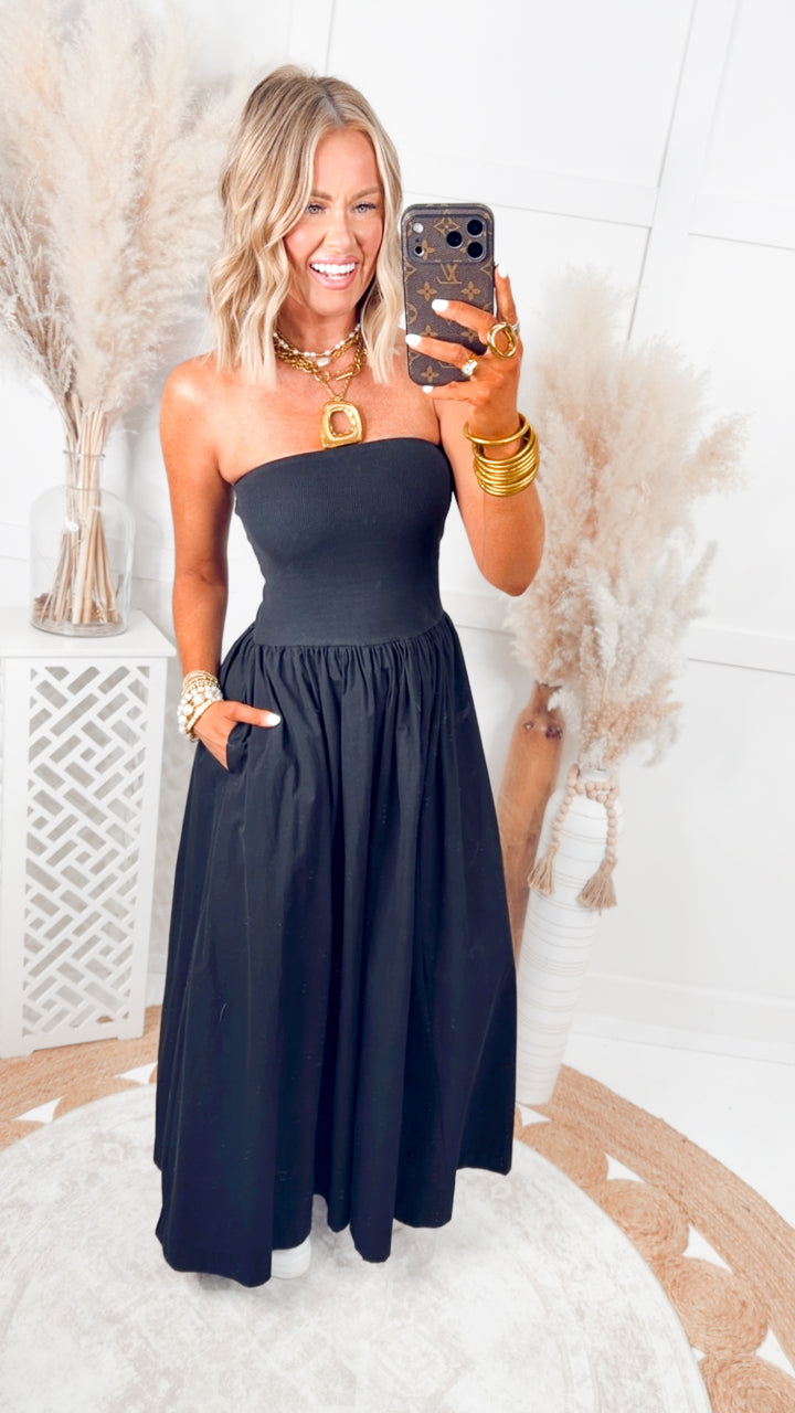 The Tidal Breeze Midi Dress-Black