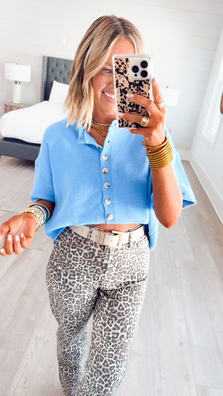 The Windsor Button Up Top-Blue