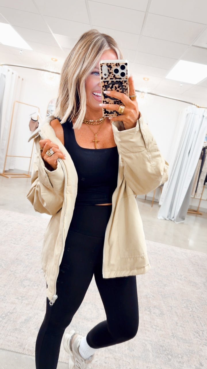 Fern Puffer Barn Jacket-Beige