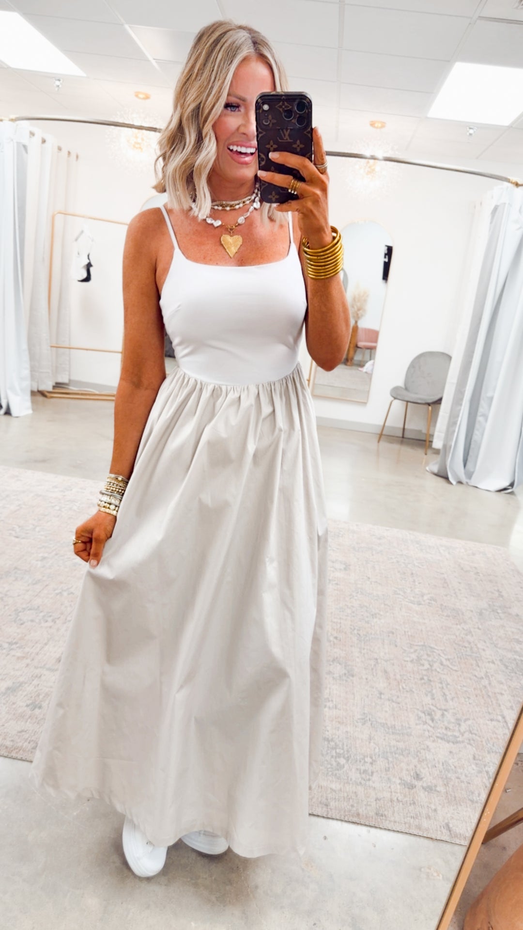 Everyday Elegance Midi Dress-Stone