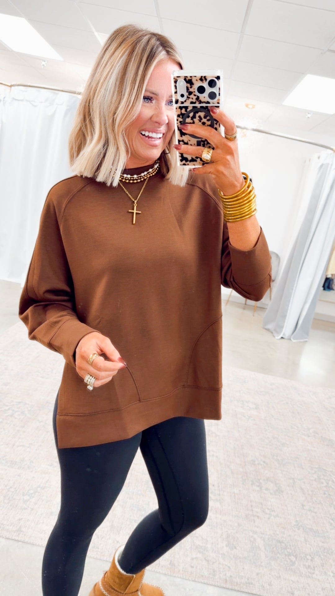The Split Edge Pullover-Brown