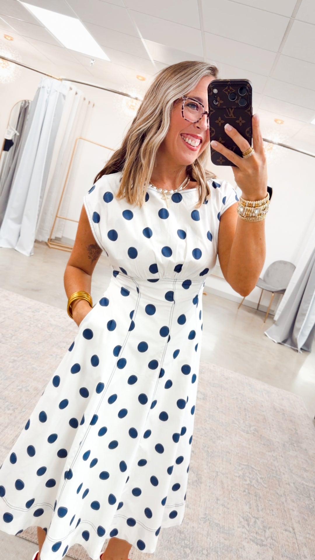 The Spot On Midi Dress-Ash/Navy
