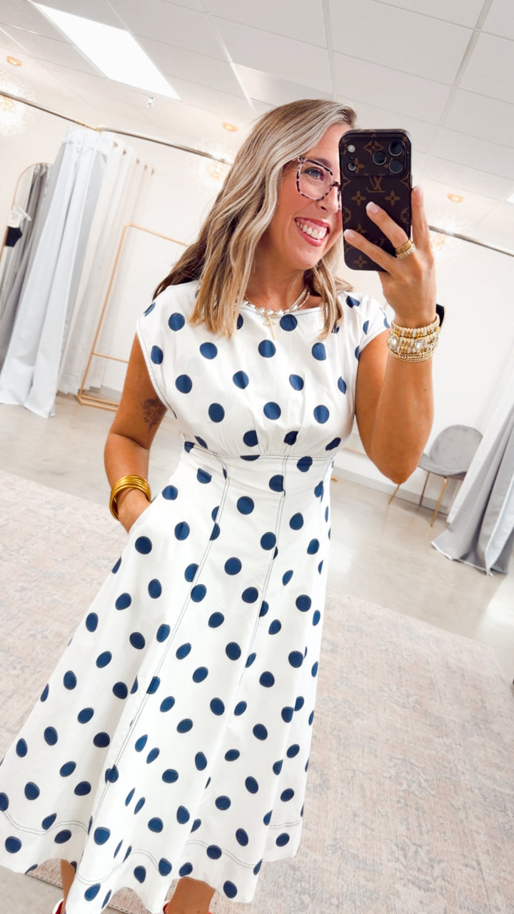 The Spot On Midi Dress-Ash/Navy
