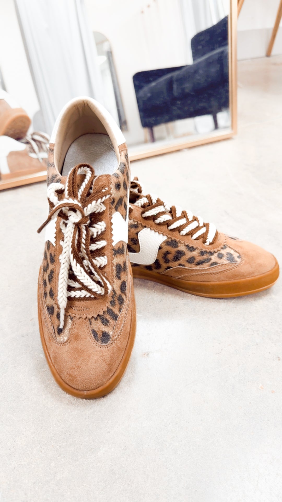 Destiny Lace Up Sneakers-Coffee Leopard