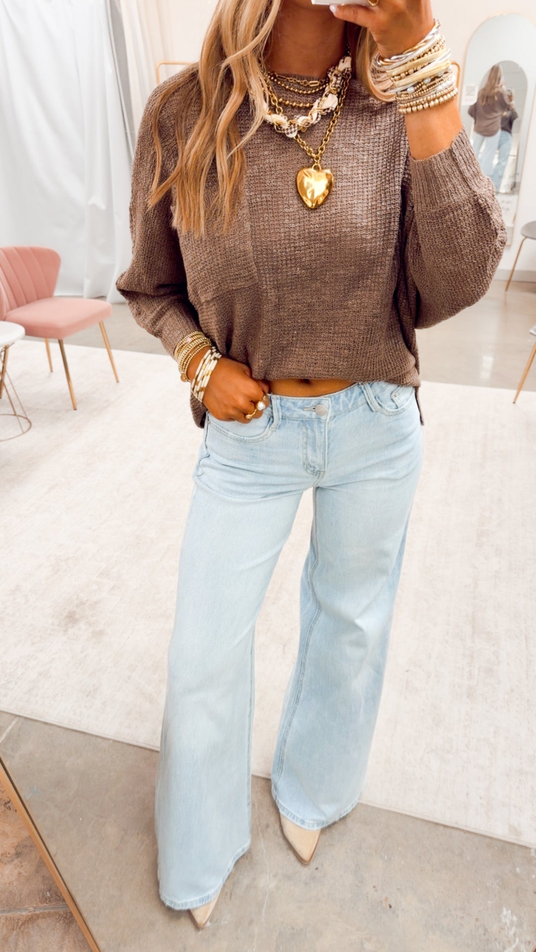 Dolman Sleeve Knit Sweater-Cocoa