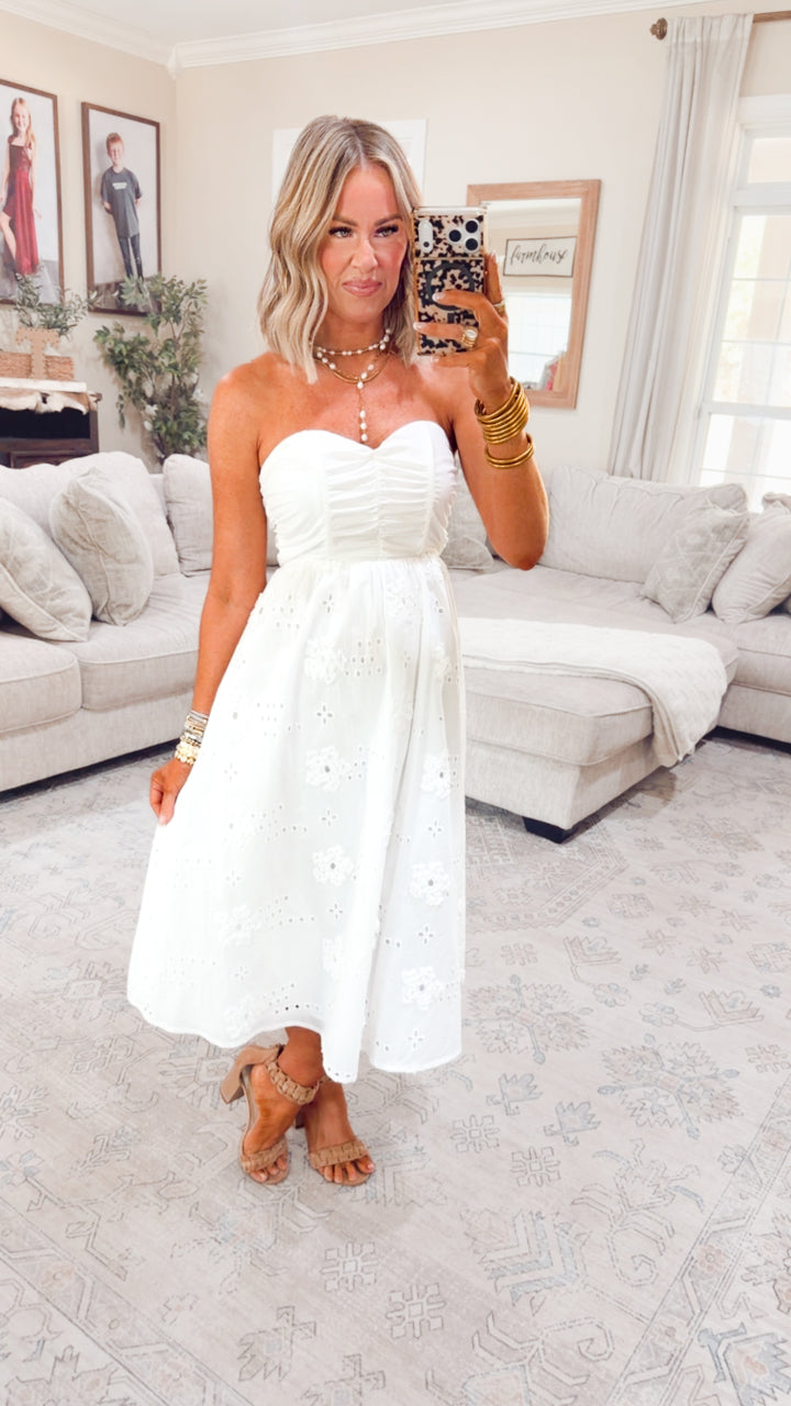 Maribel Lace Embroidered Midi Dress
