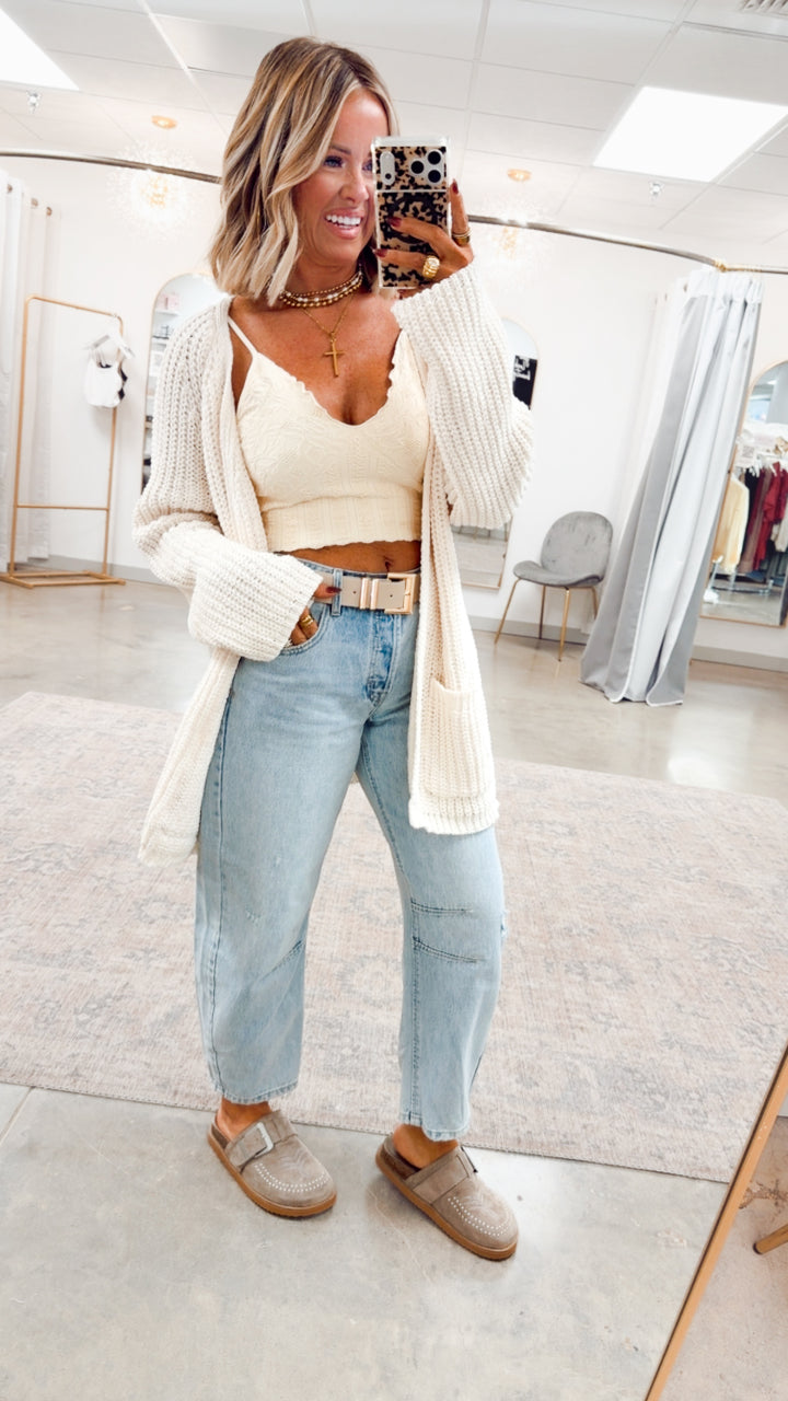 Hollow Pines Cardigan-Powder Cream