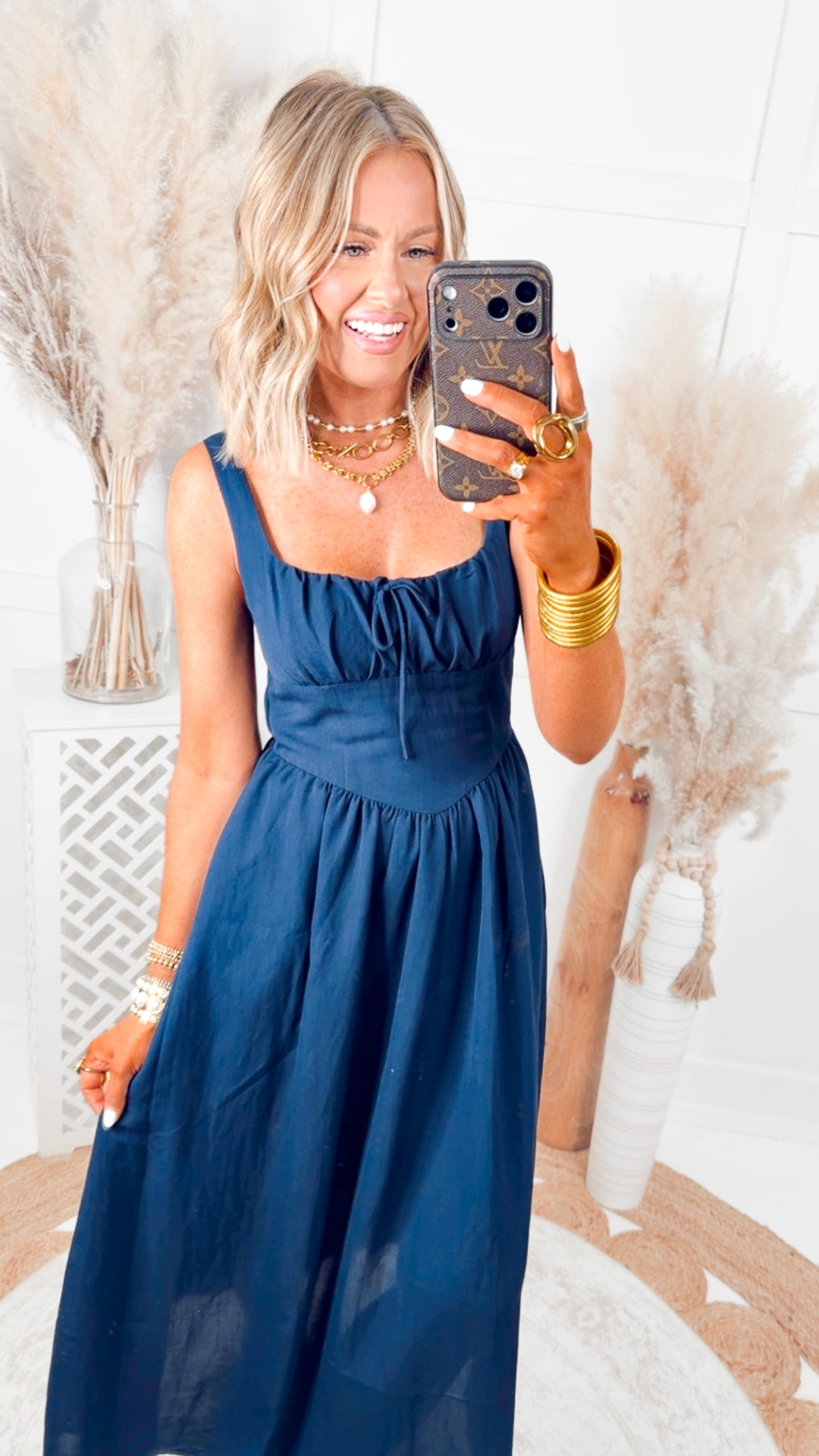 The Sailor’s Knot Midi Dress-Navy