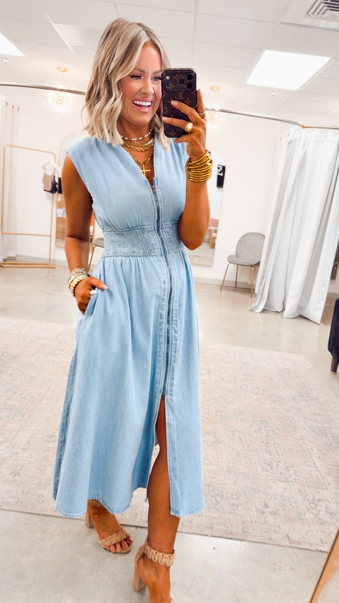 Knox Denim Midi Dress - Light Wash