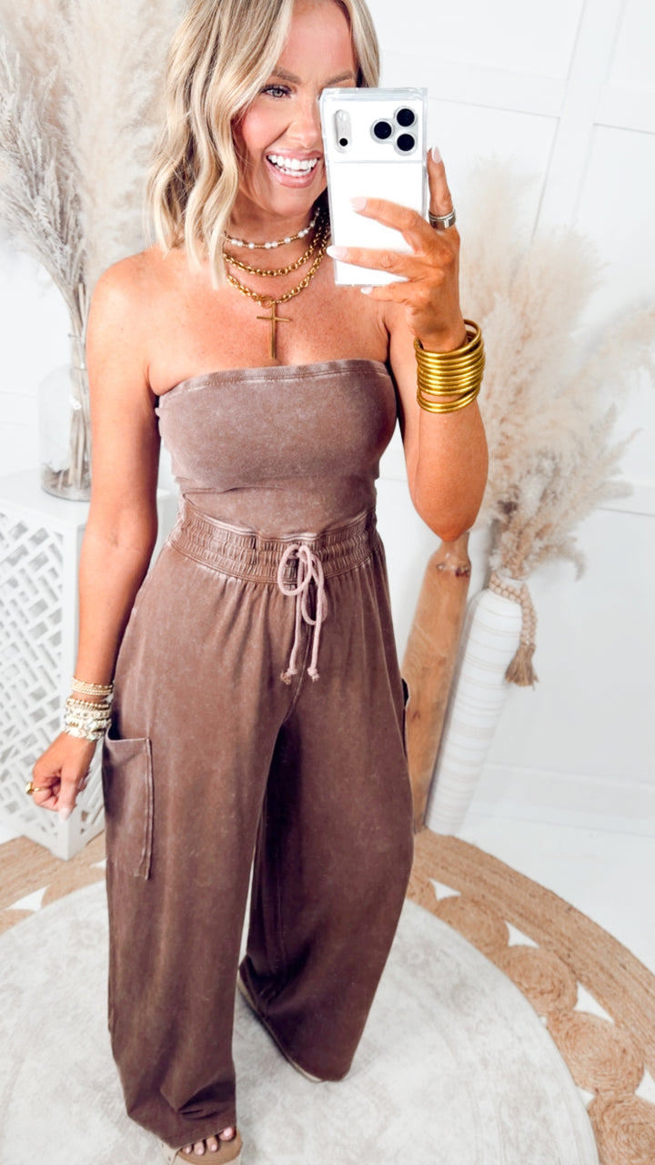 Coastal Ease Jumpsuit-Chocolate