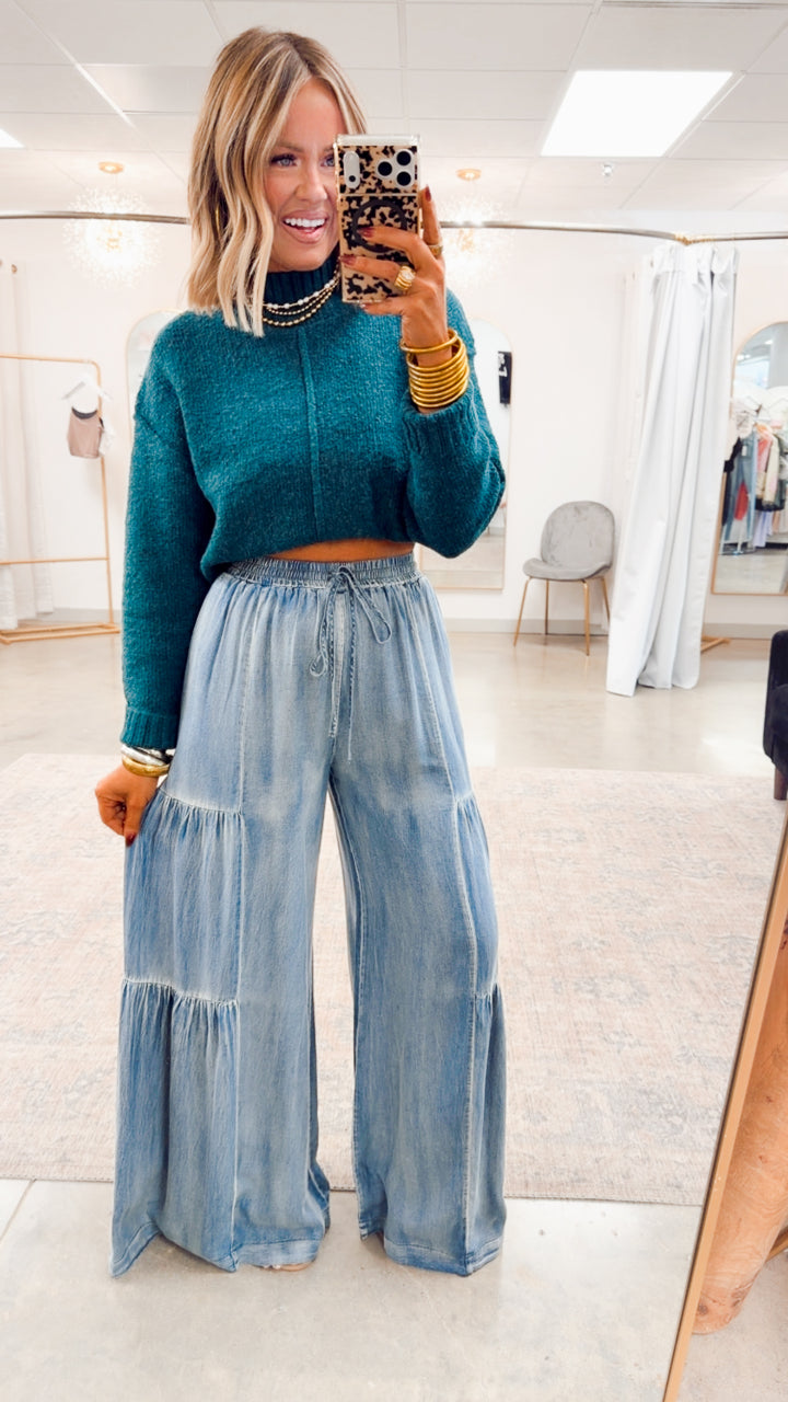 The Wintermere Mock Neck Sweater-Emerald