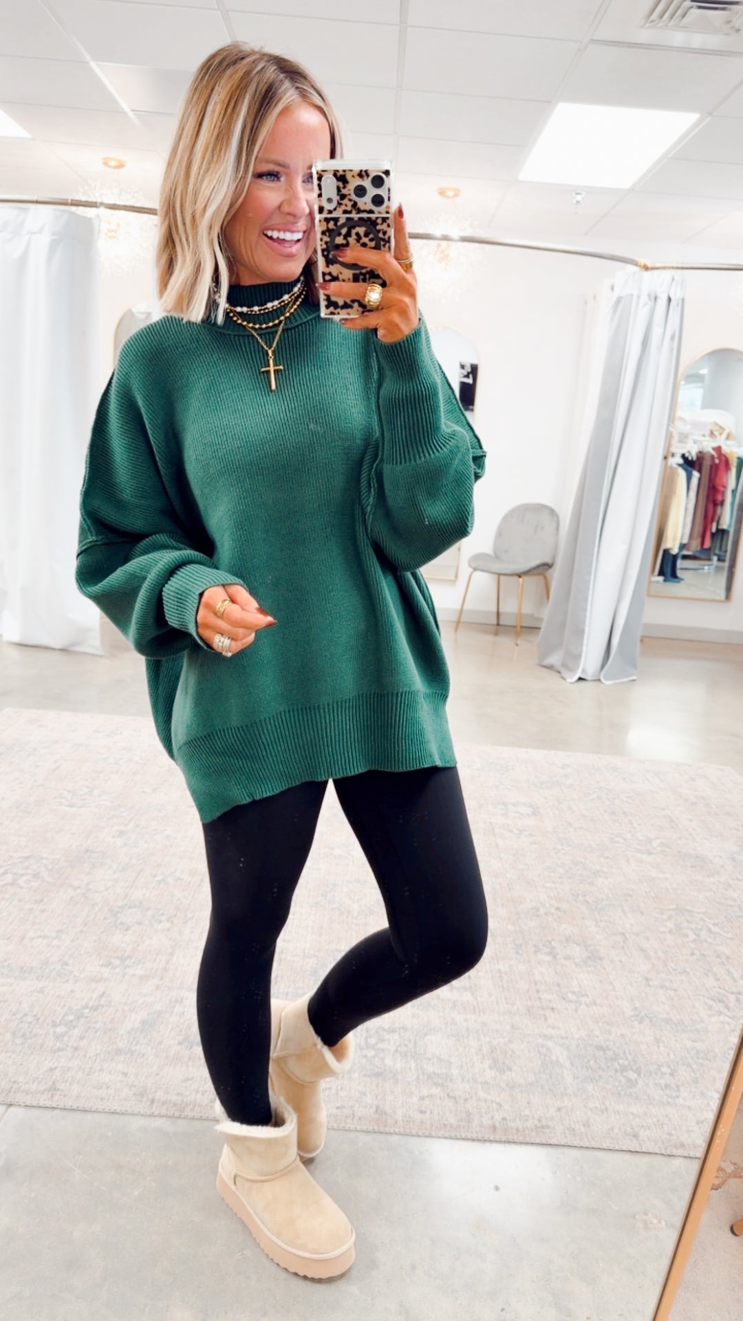 Green Chill Mock Neck Sweater
