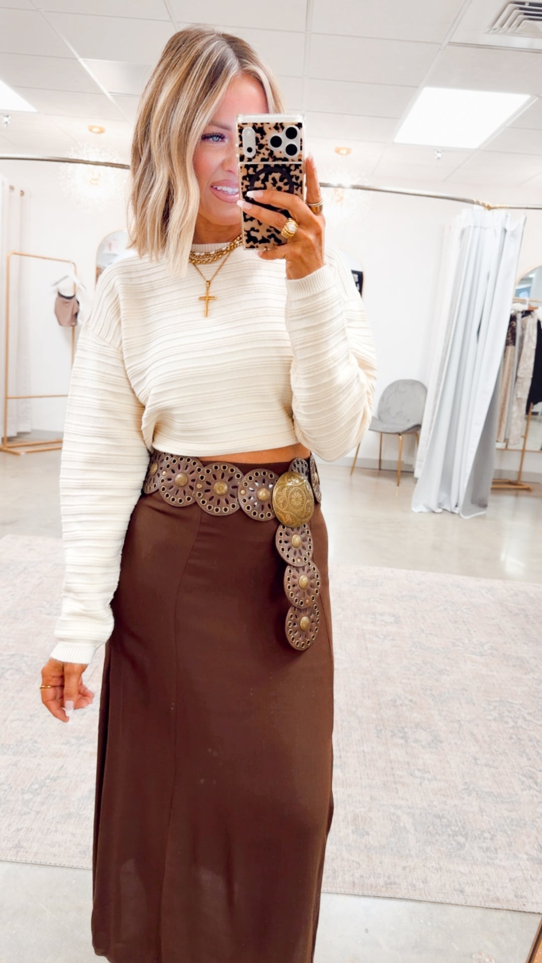 The Marlow Midi Skirt-Brown