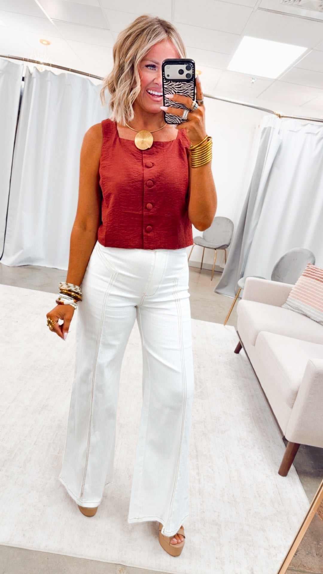 Katherine High Waisted Wide Leg Jean-Cream