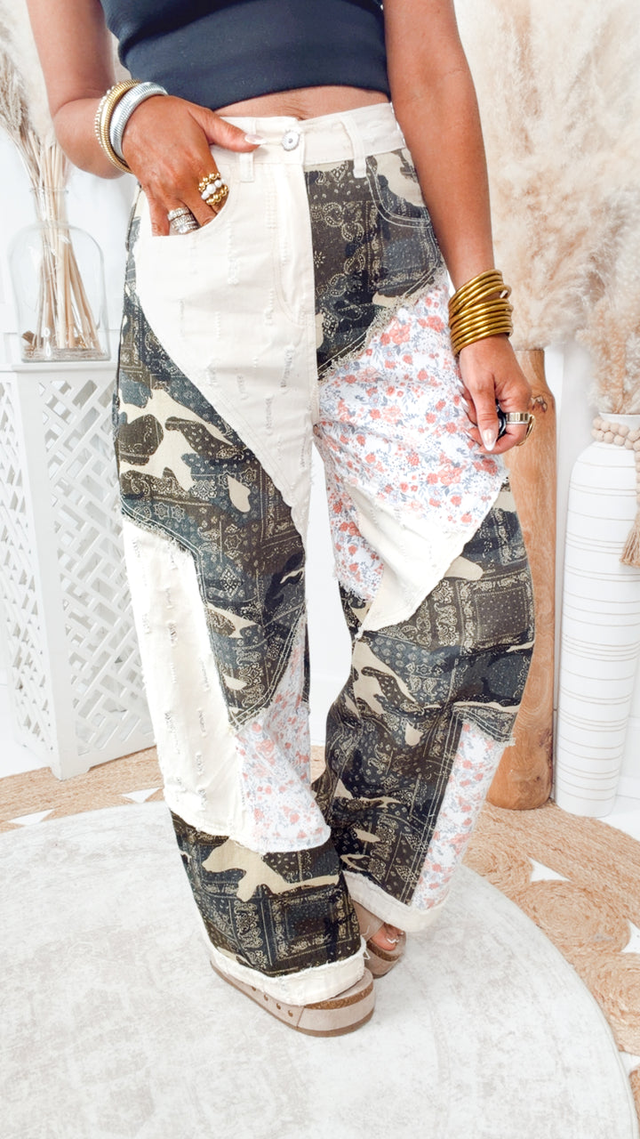 The Bohemian Patchwork Pants-Camo